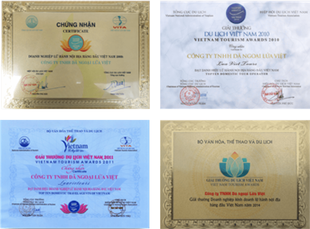 Doanh nghiệp Lữ hành nội địa hàng đầu Việt Nam do Tổng cục Du lịch trao tặng