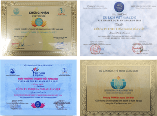 Doanh nghiệp Lữ hành nội địa hàng đầu Việt Nam do Tổng cục Du lịch trao tặng