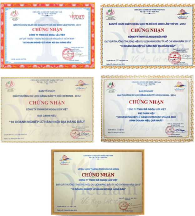 Top 10 Lữ hành nội địa hàng đầu TP.HCM - Top 05 Lữ hành quốc tế hàng đầu TP.HCM do sở Du lịch TP.HCM trao tặng