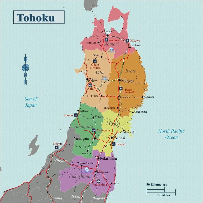 bản đồ các tỉnh nhật bản vùng tohoku với thiên nhiên đầy hoang sơ