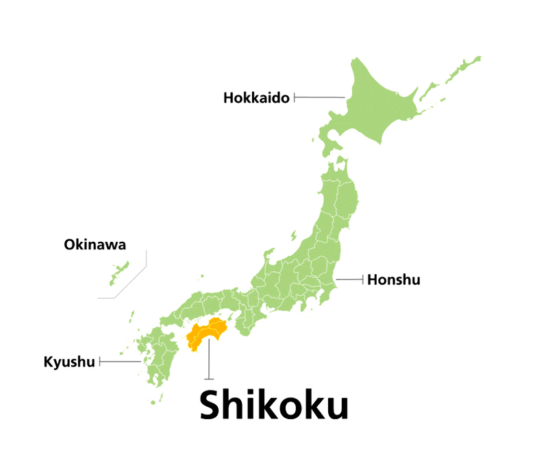 shikoku là vùng có diện tích nhỏ nhất trong bản đồ các tỉnh nhật bản