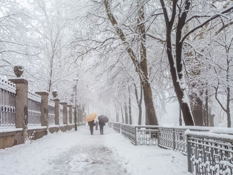 Mùa đông tuyết phủ trắng xóa với khung cảnh huyền ảo