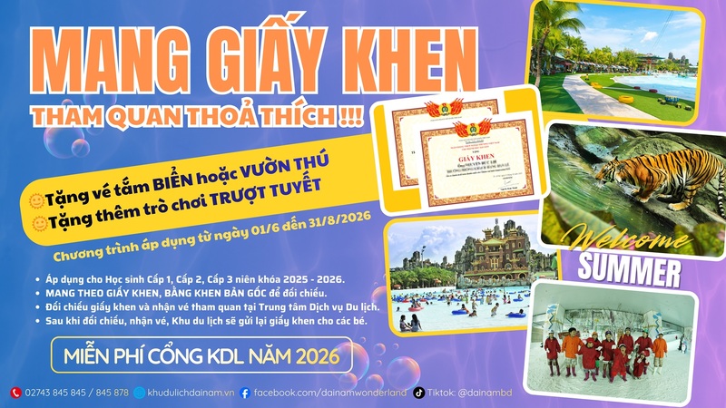 ưu đãi giá vé khu du lịch đại nam mùa hè từ 1/6 - 31/8